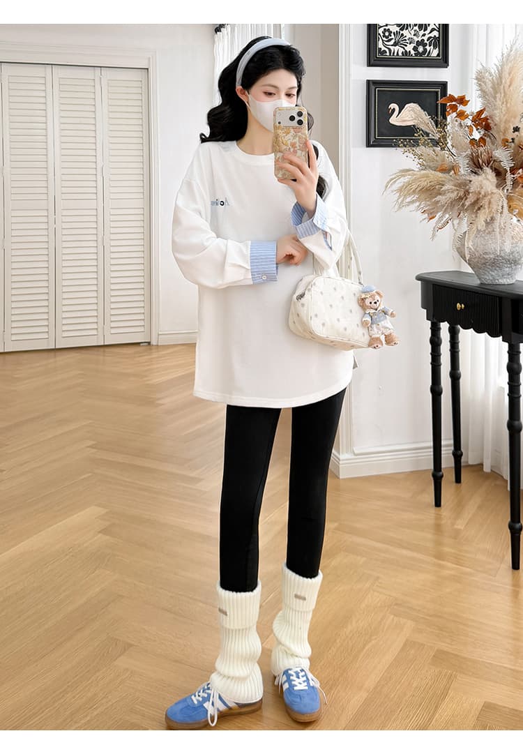 실사 선물 물품 2026 가을 새로운 알파벳 자수 루즈핏 슬림해 보이는 후드티 다용도 출퇴근 긴팔 티셔츠 상세 이미지 13