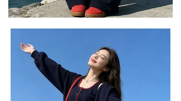 선물 물품 2026 가을 새로운 패션 패치워크 색상 후드 재킷 스택 착용 조끼 캐주얼 와이드 레그 팬츠 3종 세트 상세 이미지 23