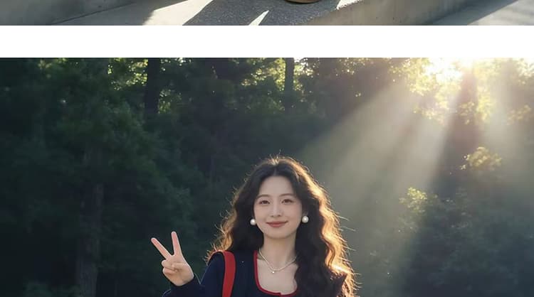 선물 물품 2026 가을 새로운 패션 패치워크 색상 후드 재킷 스택 착용 조끼 캐주얼 와이드 레그 팬츠 3종 세트 상세 이미지 33