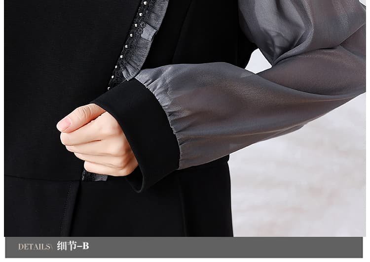 이른 가을 빅 사이즈 여성 의류 맨위 배색 패치워크 캐주얼 패션 루즈핏 슬림해 보이는 표지 고기 통통한 여동생 맨위 상세 이미지 23