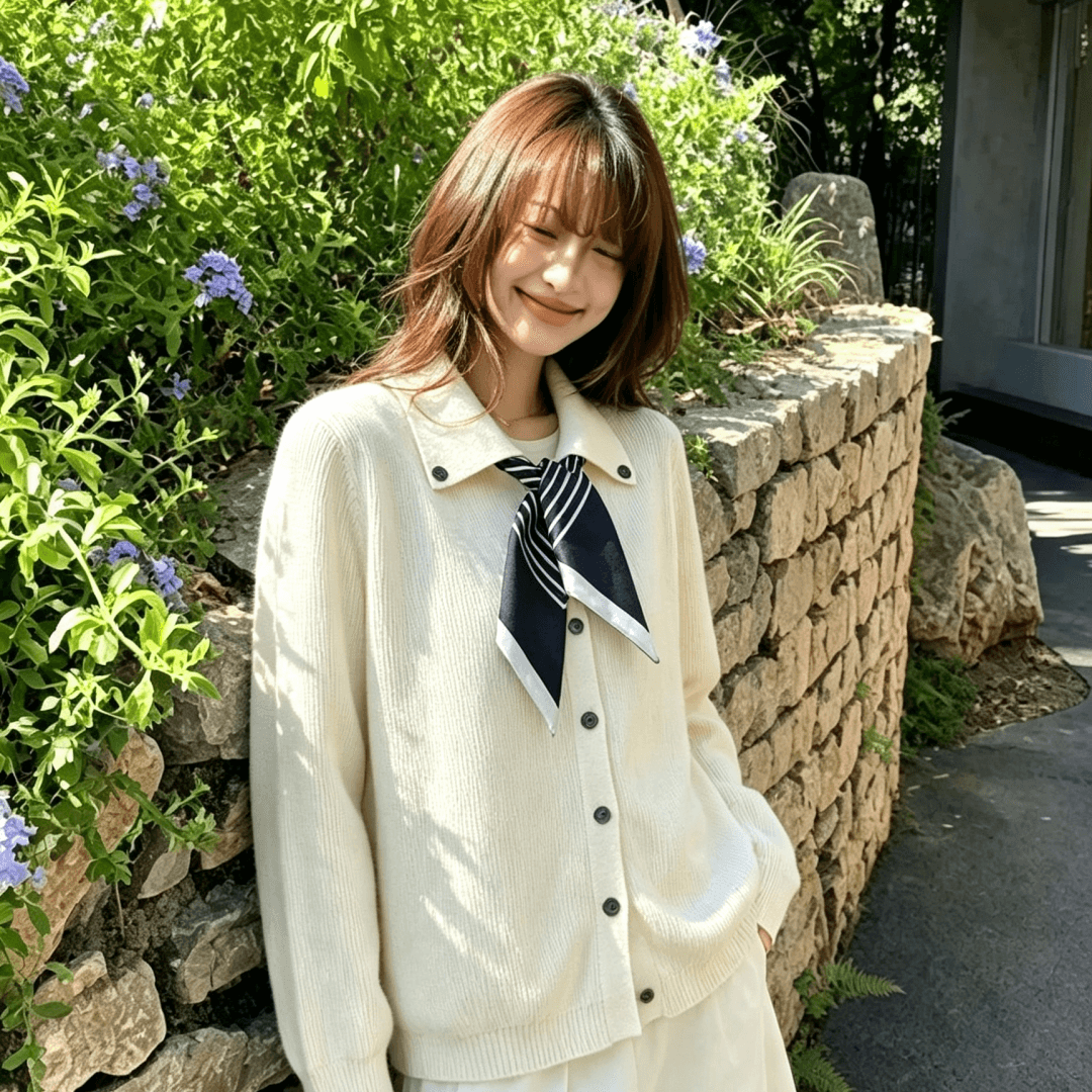 실사 빅 사이즈 마이크로 지방 가을 겨울 외출용 폴로 칼라 니트 스웨터 디자인 센스 스카프 앤디 플러시 두꺼움 재료 니트 스웨터 여성 상세 이미지 1