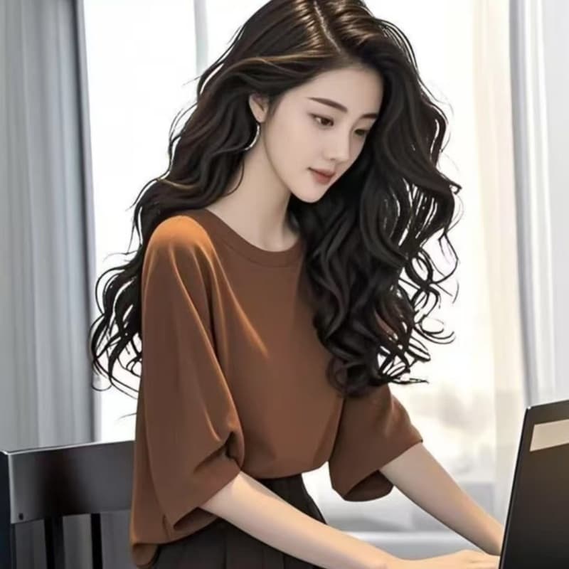 프랑스어 기질 서리가 내린 부서 고급 센스 회색 느슨한 작은 맨위 여자 여름 상세 이미지 2
