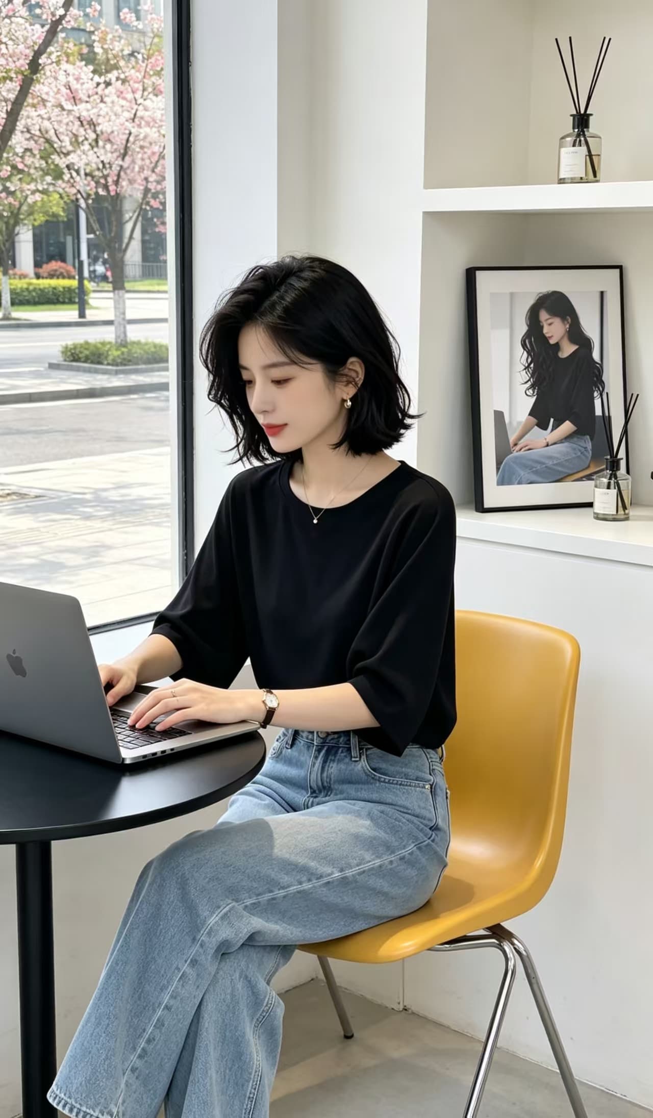 프랑스식 품격 서리가 내린 부서 고급 루즈핏 작은 맨위 여성 여름 이미지 2