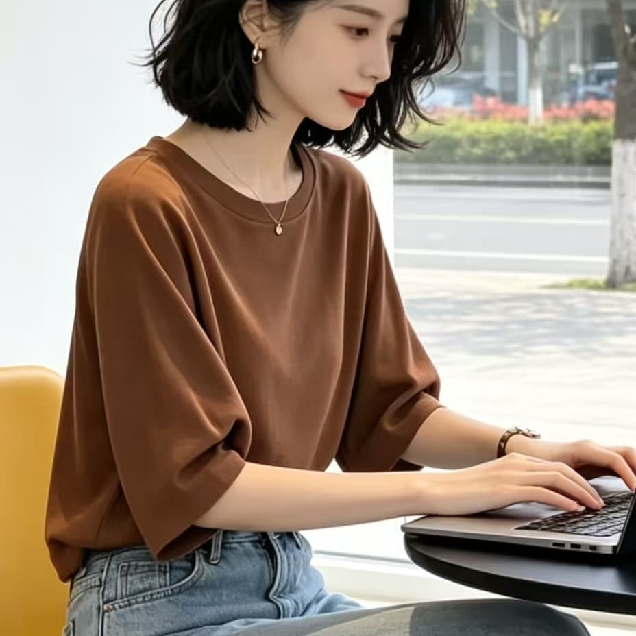 프랑스식 품격 서리가 내린 부서 고급 루즈핏 작은 맨위 여성 여름 이미지 5