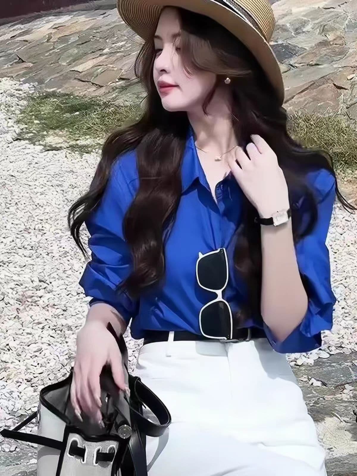 톰 글 래 원인 파란색 셔츠 셔츠 여자 2026 년 가을 새로운 출퇴근 착용 가져 가라. 한 부서 chci Chic 맨위 상세 이미지 3