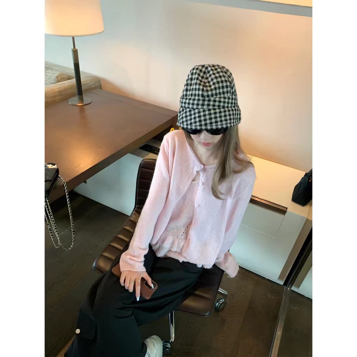 한 부서 가을 착용 가져 가라. 세트 여성 캐미솔 니트 오픈 가디건 투피스 세트 상세 이미지 6