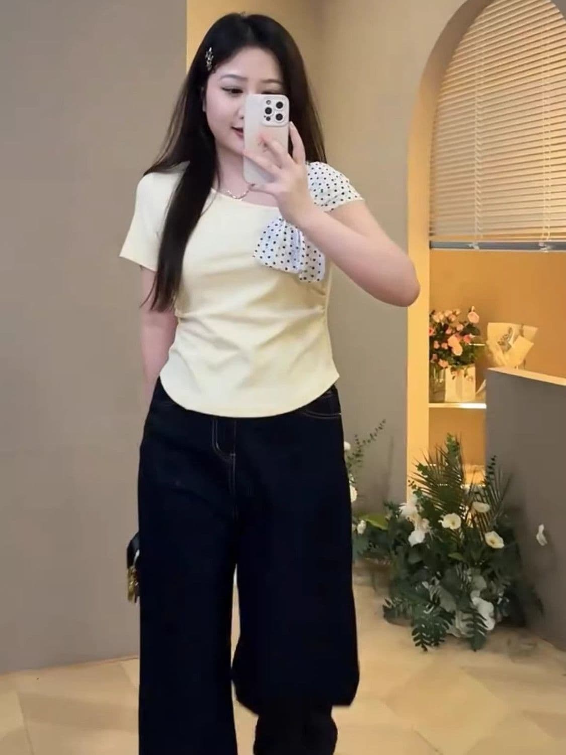 여름 새로운 200 kg 지방 mm 디스플레이 반팔 티셔츠 여성 여름 캐주얼 단색 몸매 가꾸기 빅 사이즈 여성 의류 맨위 트렌디 상세 이미지 3