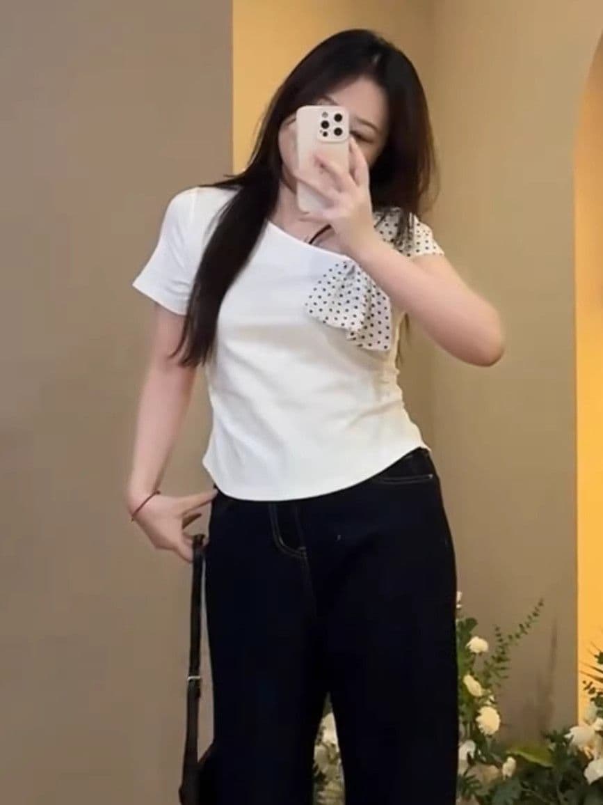 여름 새로운 200 kg 지방 mm 디스플레이 반팔 티셔츠 여성 여름 캐주얼 단색 몸매 가꾸기 빅 사이즈 여성 의류 맨위 트렌디 상세 이미지 7