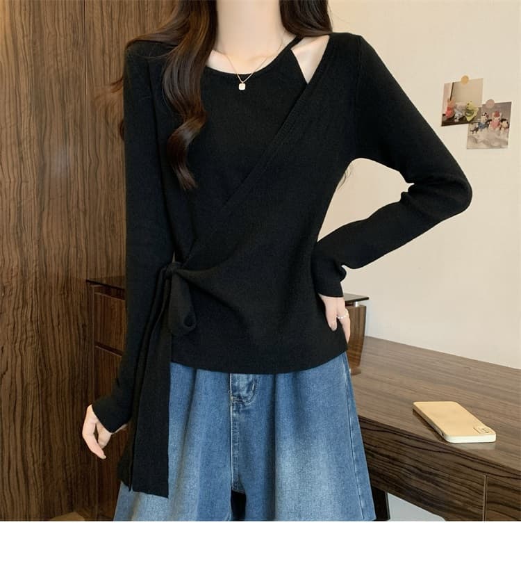 실사 빅 사이즈 여성 의류 새로운 디자인 센스 니트 스웨터 지방 mm 페이크 레이어드 스웨터 맨위 슬림해 보이는 다용도 티셔츠 트렌디 상세 이미지 26