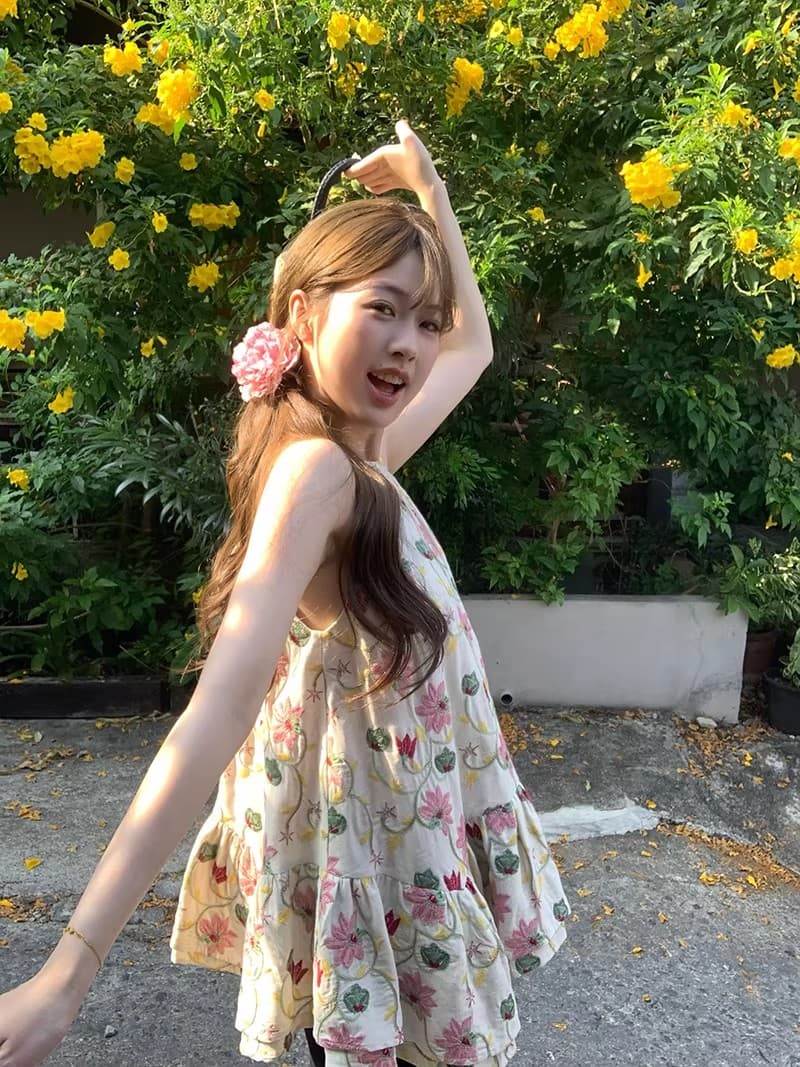 im ~까지 안개 남자 산 사쿠라 무거운 작업 자수 행침 목 슬립 여성 불규칙 프릴 루즈핏 한 마디 민소매 맨위 상세 이미지 15