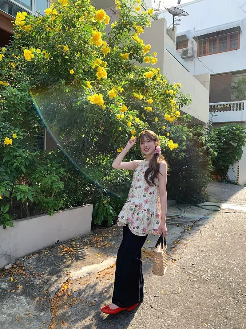 im ~까지 안개 남자 산 사쿠라 무거운 작업 자수 행침 목 슬립 여성 불규칙 프릴 루즈핏 한 마디 민소매 맨위 상세 이미지 19