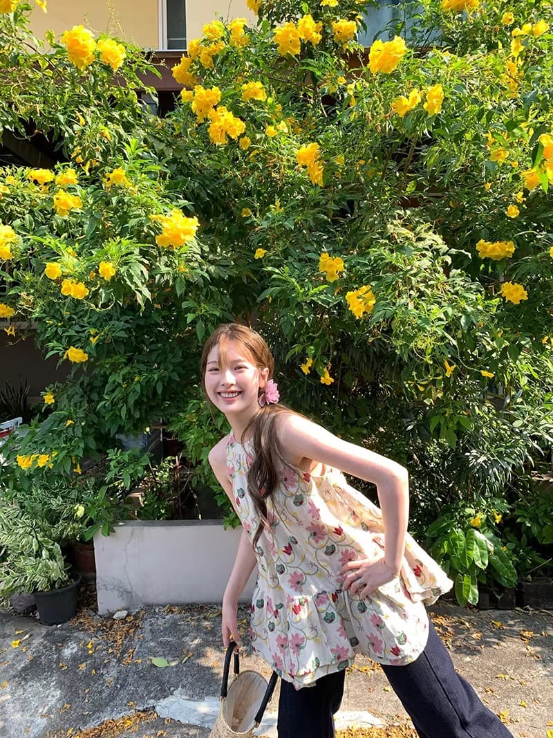 im ~까지 안개 남자 산 사쿠라 무거운 작업 자수 행침 목 슬립 여성 불규칙 프릴 루즈핏 한 마디 민소매 맨위 상세 이미지 33