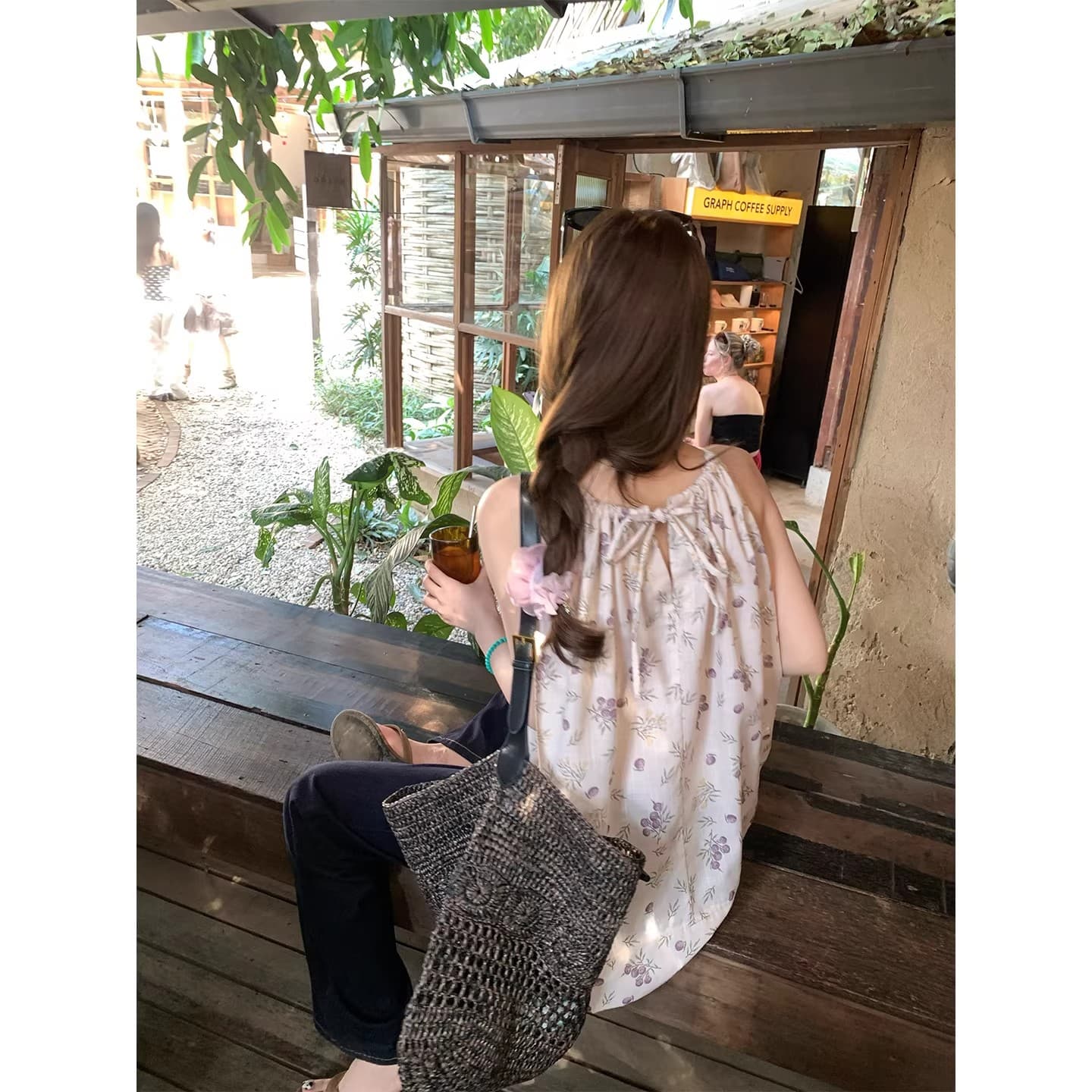 im ~까지 치앙마이 일광 전후 양면 착용 자수 프린트 민소매 슬립 맨위 여성 여름 달콤함 인형 셔츠 상세 이미지 2