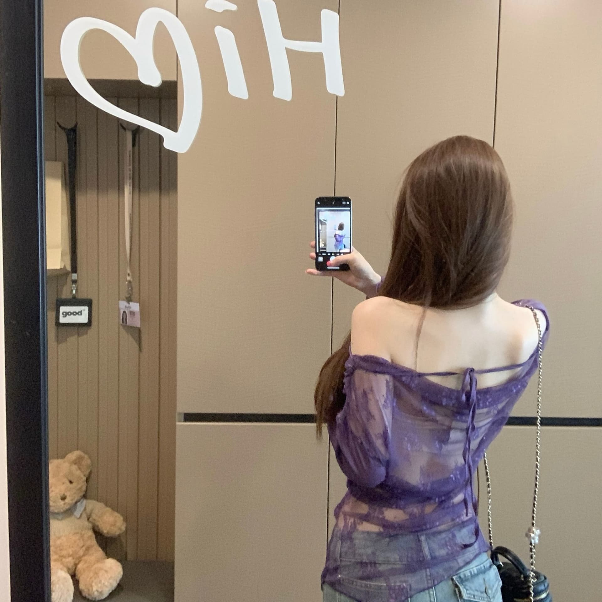 다이아몬드 주름 레이스 레이스 조각 망사 비스듬한 어깨 긴팔 여성 셔츠 여름 보라색 셔츠 얇은 스타일 맨위 이미지 5