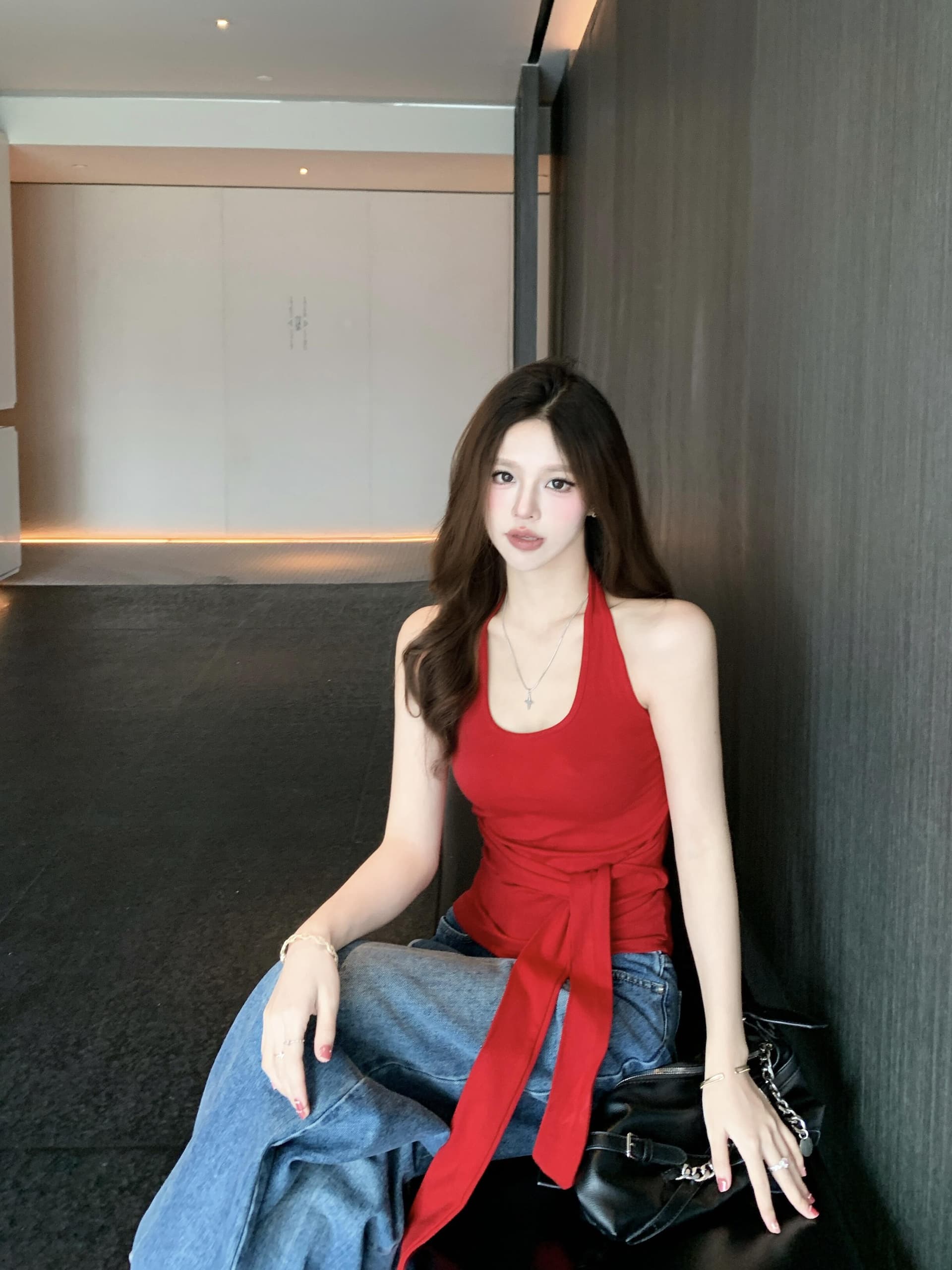 사람들 면 홀로우 아웃 아름다움 뒤로 황색 행침 목 조끼 여성 여름 스트랩 몸매 가꾸기 민소매 인사이드 잡아라. 의류 트렌디 상세 이미지 25