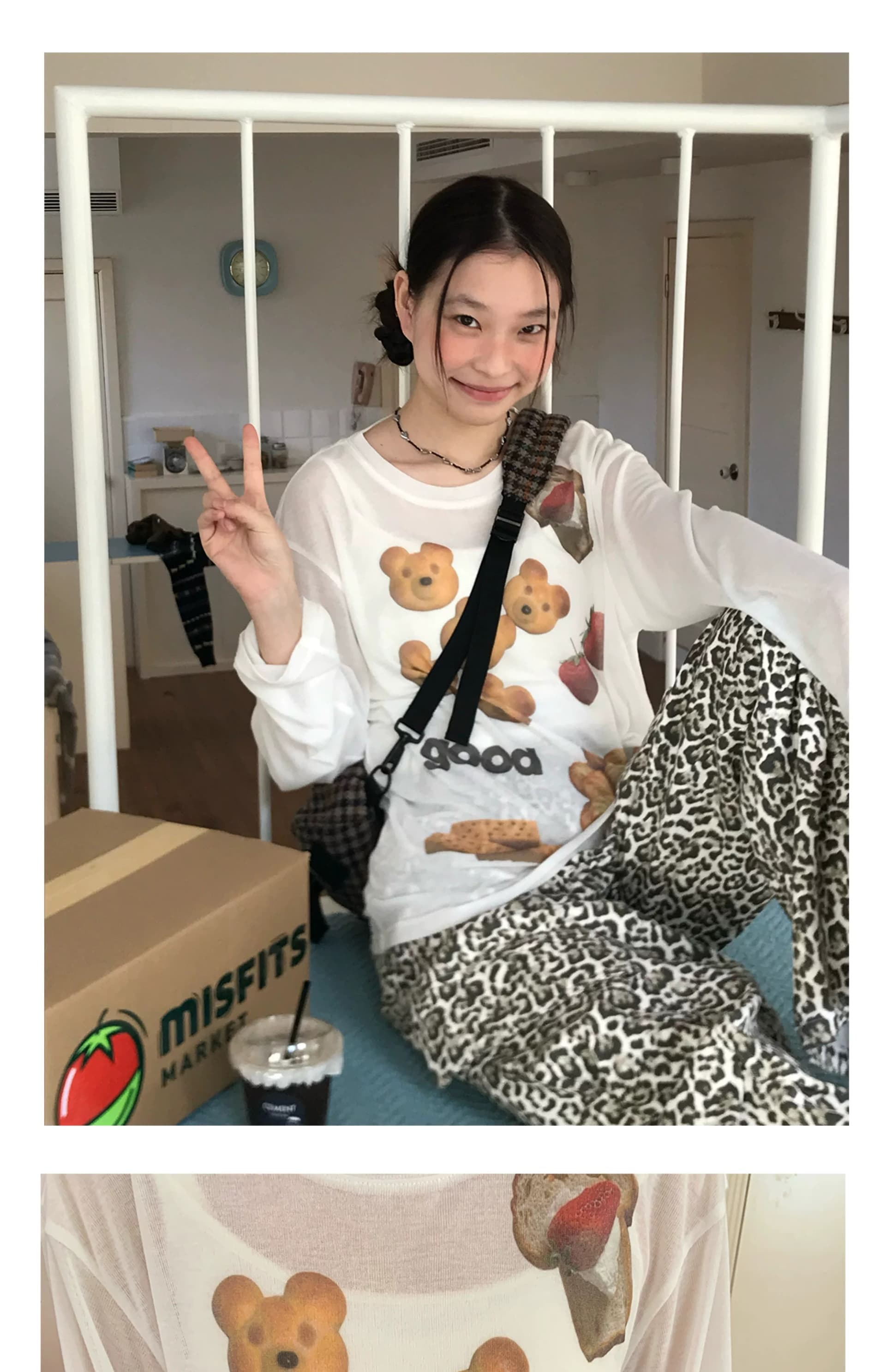 자외선 차단 맨위 먹기를 좋아합니다. 디저트 피크닉 얇고 가벼운 마이크로 ~을 통해 긴팔 티셔츠 상세 이미지 5