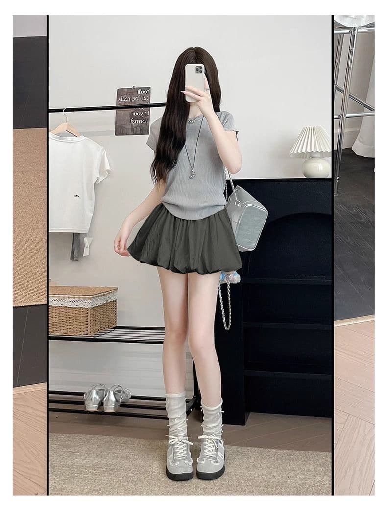 한 부서 달콤함 빨간색 꽃밭 미니 스커트 여성 여름 얇은 스타일 작은 키 하이웨이스트 느긋한 다용도 슬림해 보이는 퍼프 치마바지 상세 이미지 2