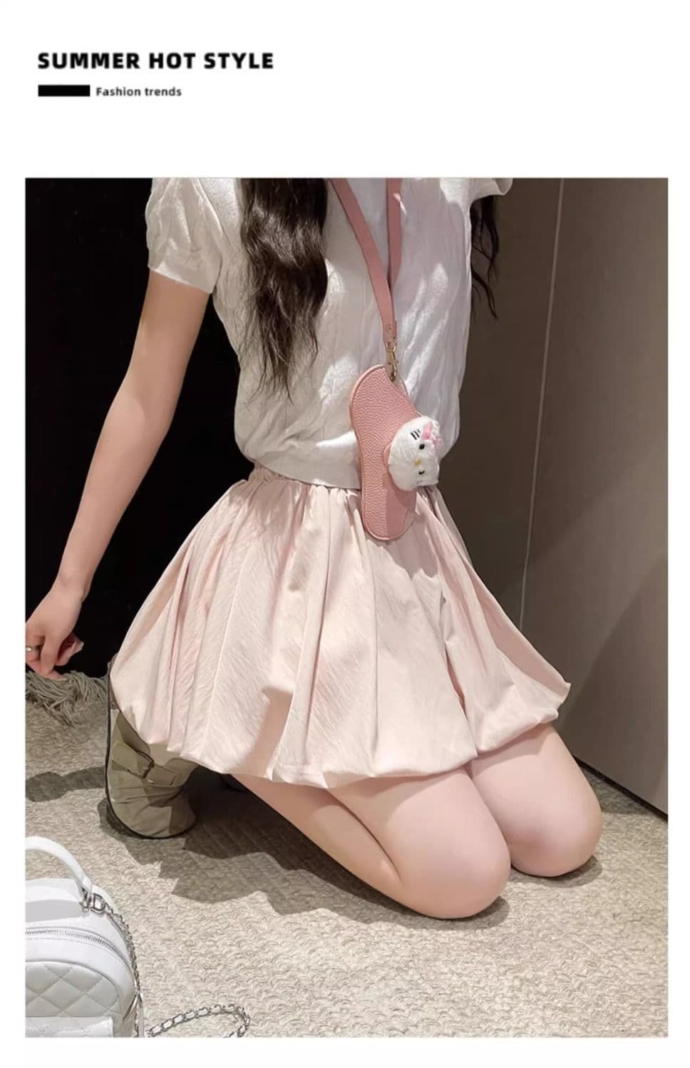 한 부서 달콤함 빨간색 꽃밭 미니 스커트 여성 여름 얇은 스타일 작은 키 하이웨이스트 느긋한 다용도 슬림해 보이는 퍼프 치마바지 상세 이미지 21