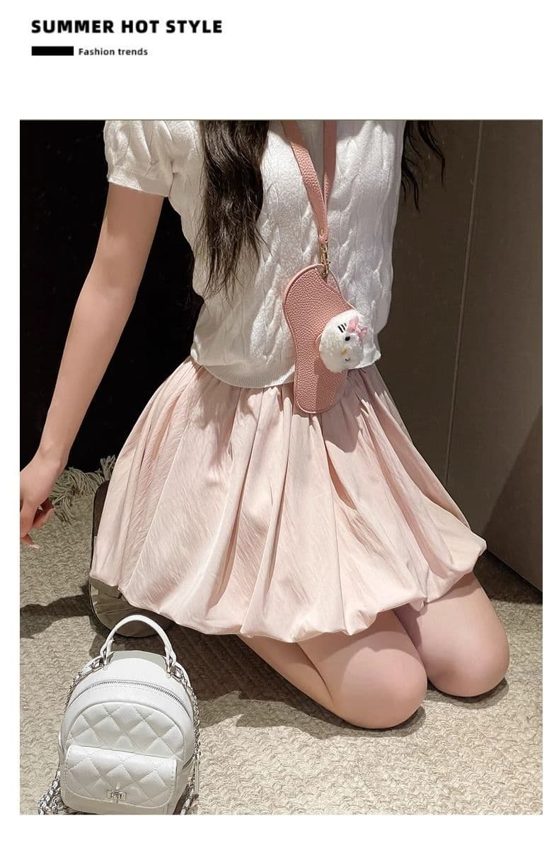 한 부서 달콤함 빨간색 꽃밭 미니 스커트 여성 여름 얇은 스타일 작은 키 하이웨이스트 느긋한 다용도 슬림해 보이는 퍼프 치마바지 상세 이미지 22