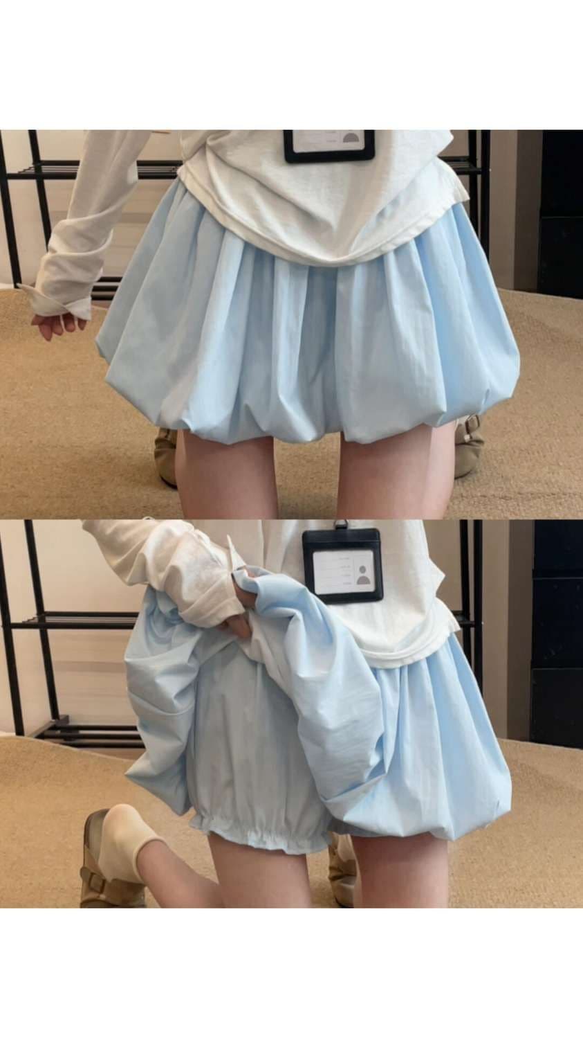 한 부서 달콤함 빨간색 꽃밭 미니 스커트 여성 여름 얇은 스타일 작은 키 하이웨이스트 느긋한 다용도 슬림해 보이는 퍼프 치마바지 상세 이미지 34