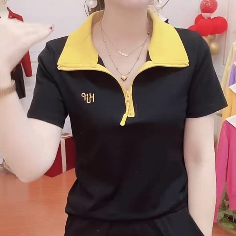 40 92 면 스탠드 칼라 POLO 셔츠 반팔 여성 여름 새로운 작은 키 루즈핏 슬림해 보이는 패션 캐주얼 다용도 상세 이미지 17