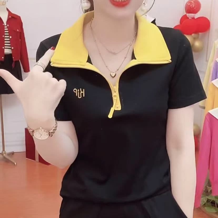 40 92 면 스탠드 칼라 POLO 셔츠 반팔 여성 여름 새로운 작은 키 루즈핏 슬림해 보이는 패션 캐주얼 다용도 상세 이미지 18