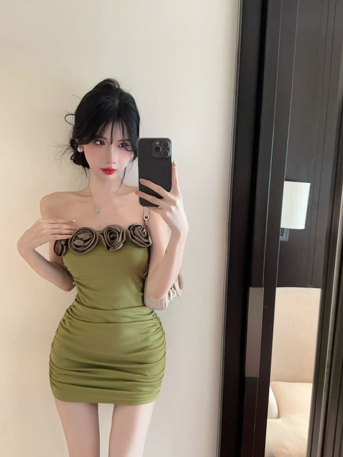 3 차원 꽃 순수한 욕망 바람 섹시함 드레스 오프숄더 고급 디자인 센스 몸매 가꾸기 슬림해 보이는 만나는 조끼 미니 스커트 상세 이미지 12