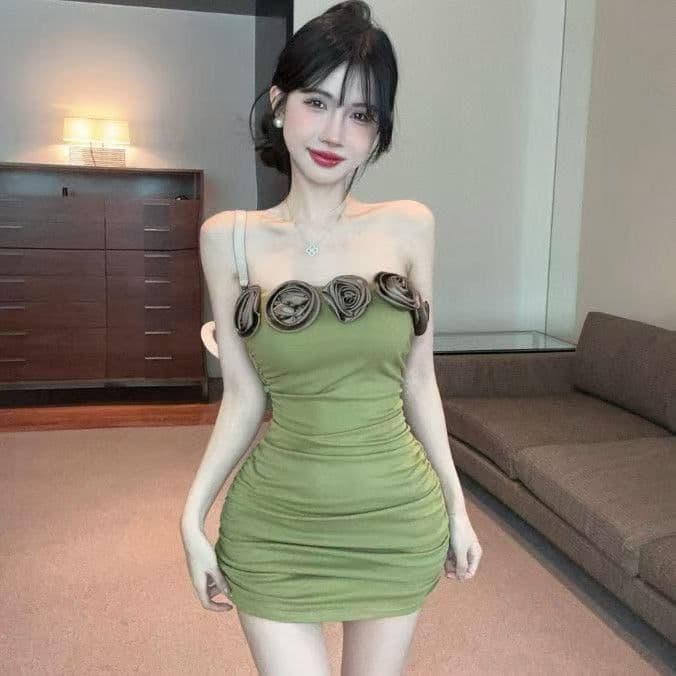 3 차원 꽃 순수한 욕망 바람 섹시함 드레스 오프숄더 고급 디자인 센스 몸매 가꾸기 슬림해 보이는 만나는 조끼 미니 스커트 상세 이미지 24