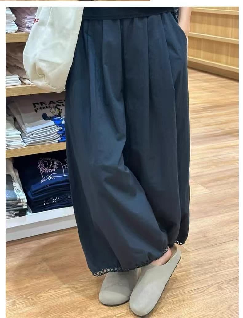 일본식 랜턴 와이드 레깅스 바지 2026 년 여름 얇은 스타일 해군 바지 슬림해 보이는 작은 키 꽃밭 9부 바지 상세 이미지 10
