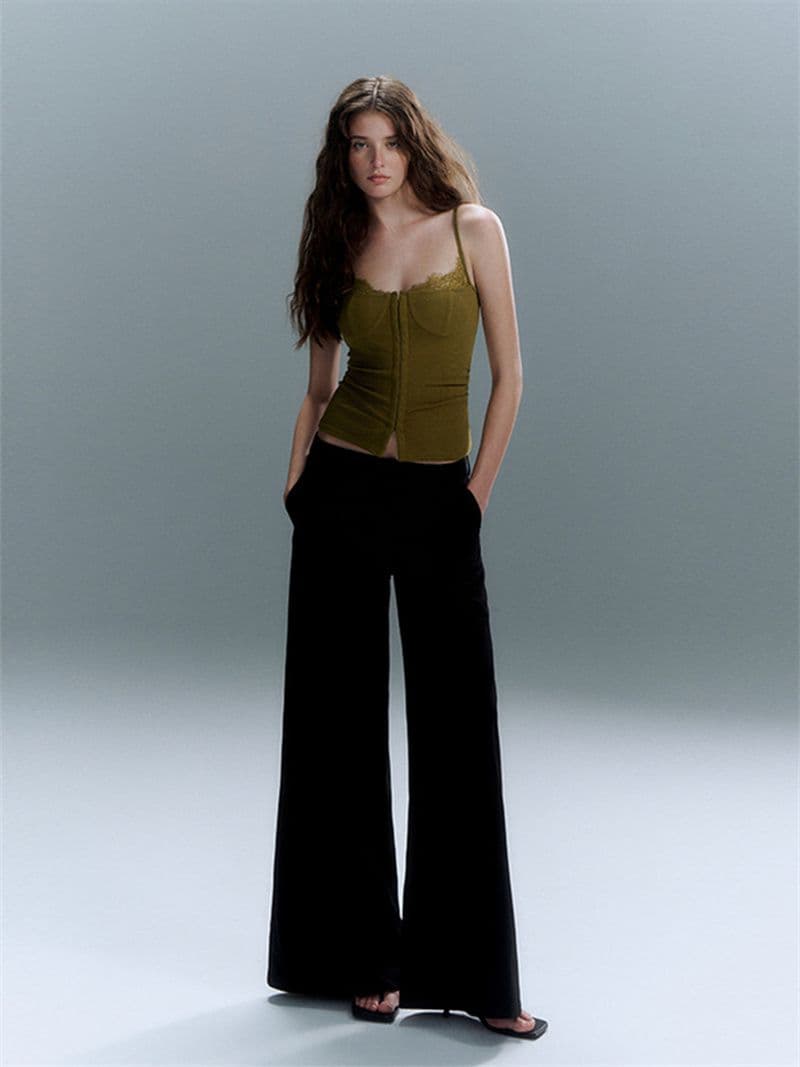 아메리칸 섹시함 V넥 레이스 아름다움 조끼 자이언트 잘 생긴 ~ 중 인사이드 잡아라. 의류 핫걸 슬림해 보이는 고급 센스 외출용 상세 이미지 5