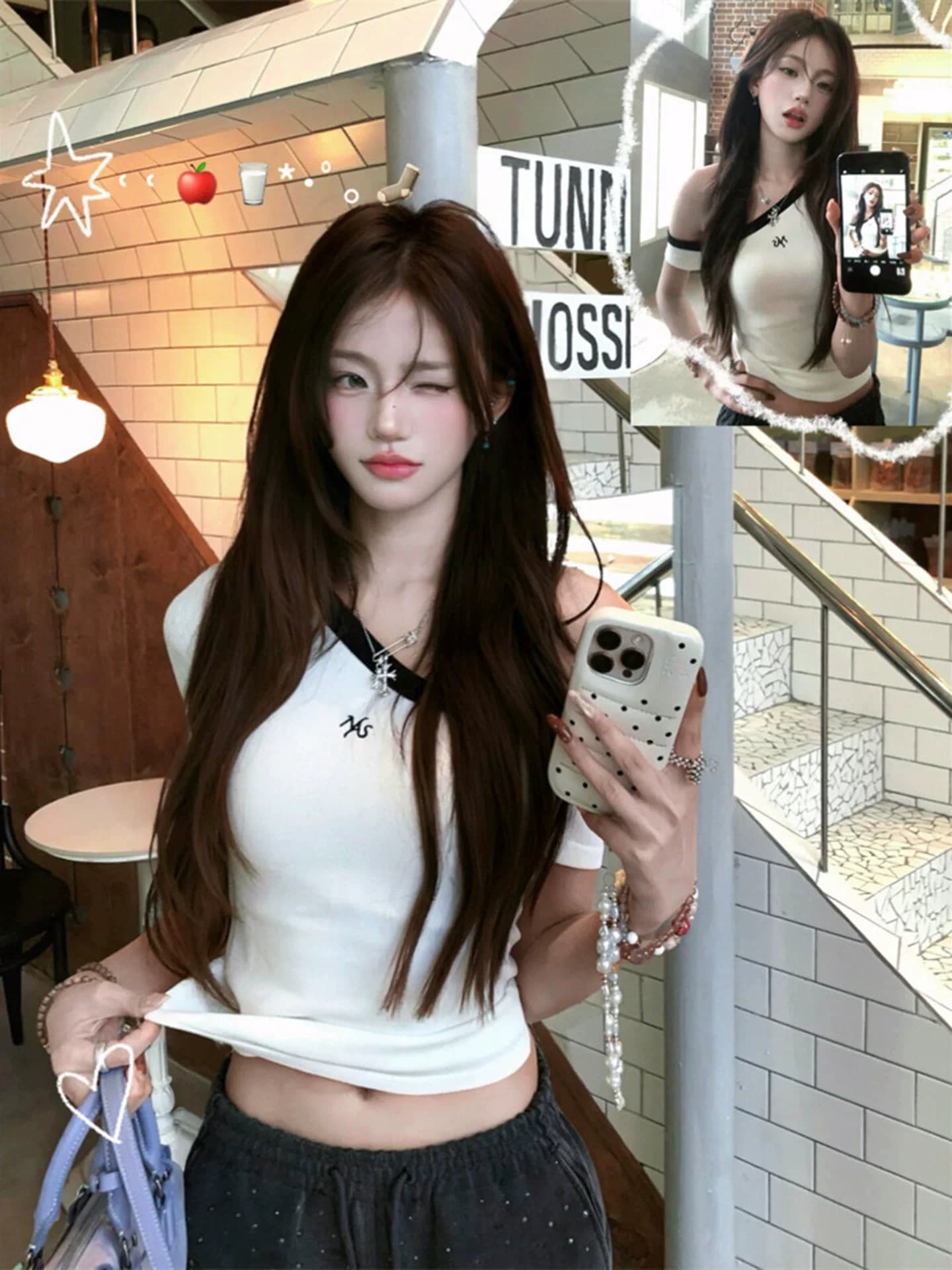 40 순면 한 부서 순수한 욕망 핫걸 바람이 아닙니다. 대칭 오프숄더 반팔 티셔츠 여성 여름 몸매 가꾸기 슬림해 보이는 디자인 센스 상세 이미지 2