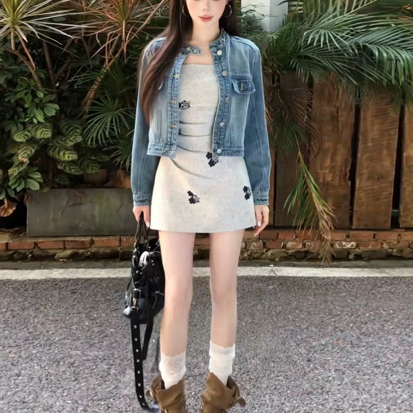 레트로 프린트 꼬집기 허리 슬림해 보이는 슬립 드레스 아이들 2026 여름 새로운 품격 자이언트 잘 생긴 미니 스커트 이미지 5