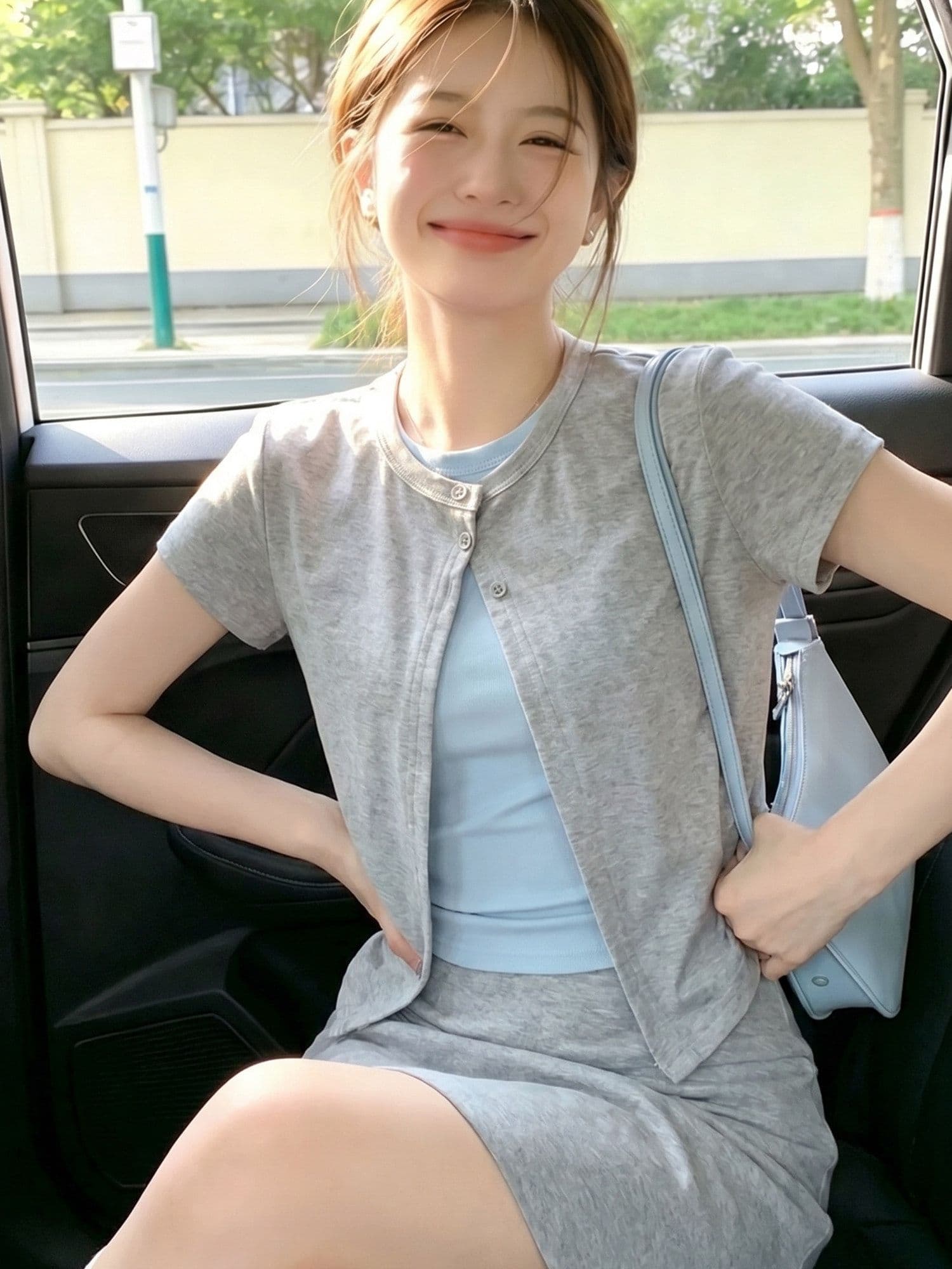 불규칙 페이크 레이어드 배색 반팔 티셔츠 여성 여름 연령 감소 맨위 디자인 센스 작은 대중 상세 이미지 5