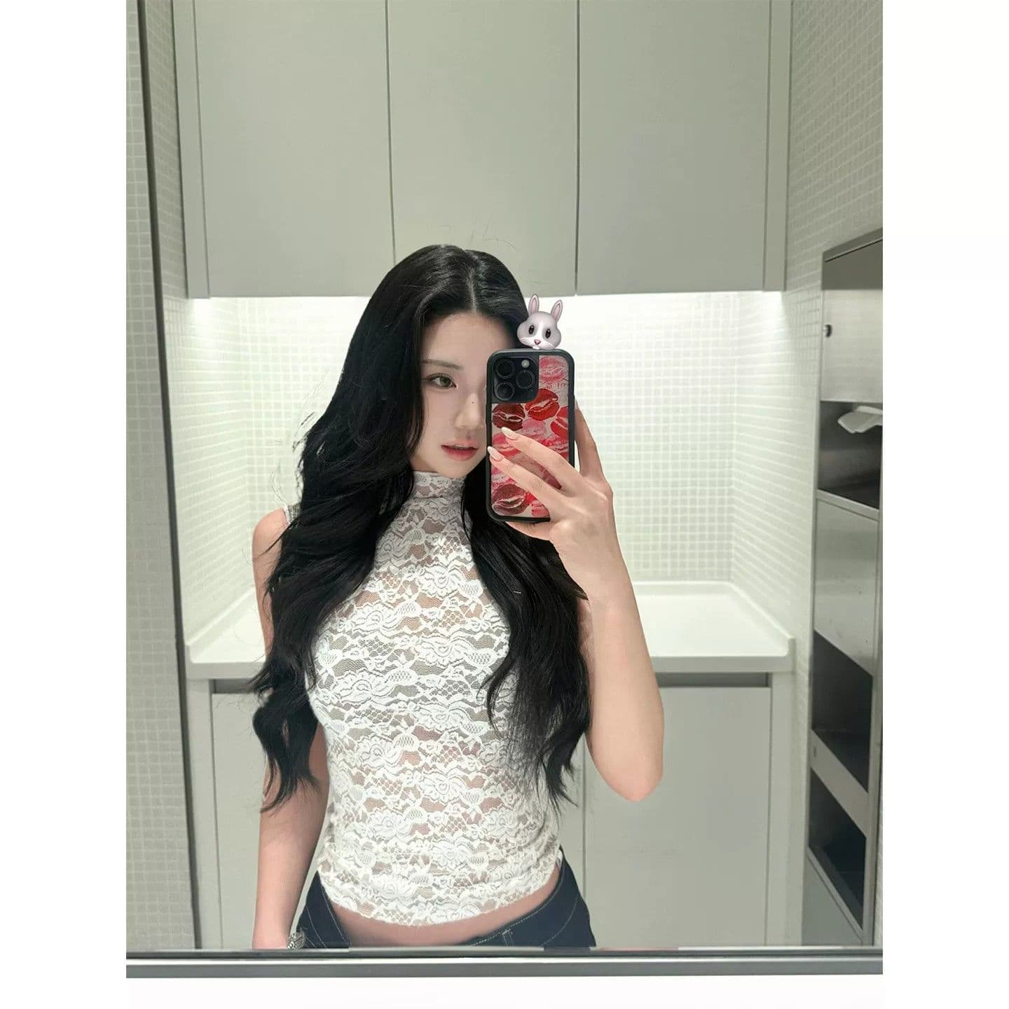 달콤한 핫걸 레이스 반하이넥 민소매 조끼 여성 인사이드 가져 가라. 여름 디자인 센스 몸매 가꾸기 슬림해 보이는 품격 한 첨부 된 의류 상세 이미지 2