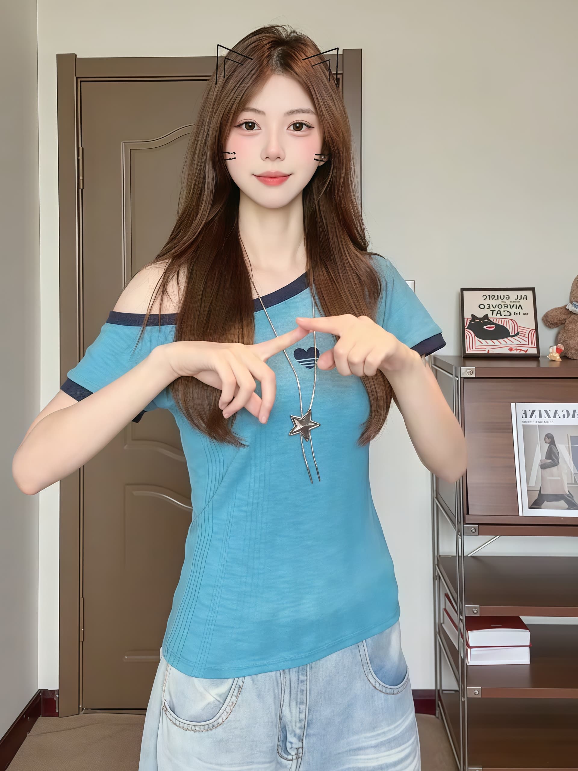 핫걸 바람 비스듬한 어깨 반팔 티셔츠 여성 여름 배색 패치워크 오프숄더 맨위 상세 이미지 5