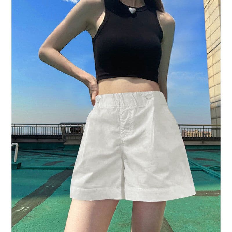 2026 년 여름 캐주얼 반바지 여성 빅 사이즈 하이웨이스트 순면 루즈핏 한 마디 와이드 레그 팬츠 외출용 슬림해 보이는 뜨거운 바지 이미지 4
