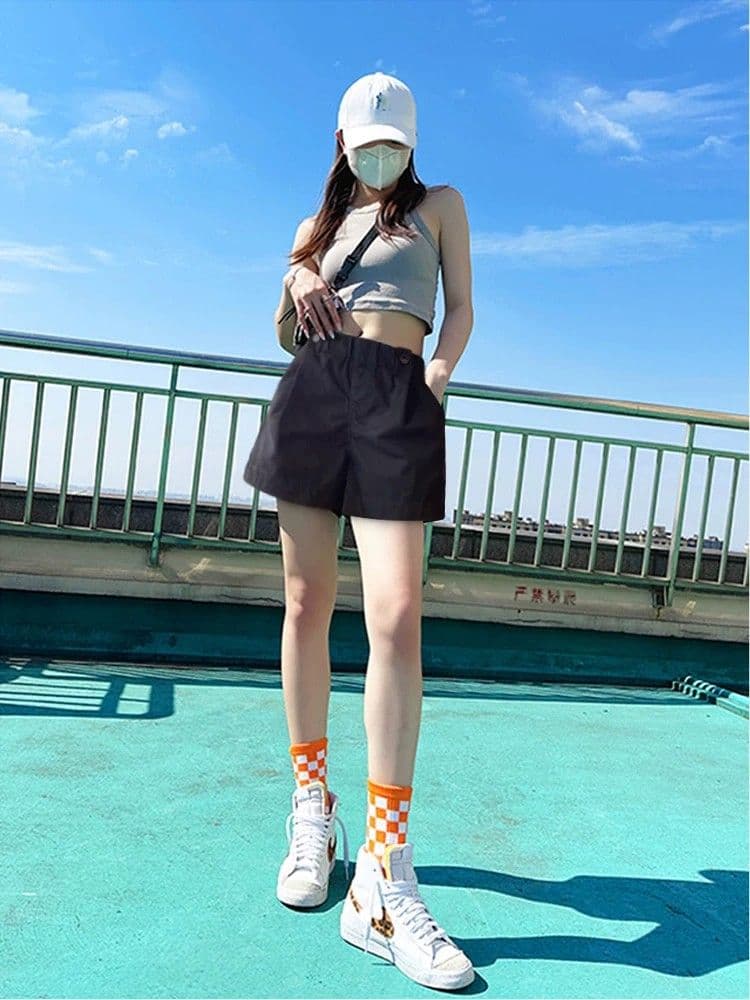 2026 년 여름 캐주얼 반바지 여성 빅 사이즈 하이웨이스트 순면 루즈핏 한 마디 와이드 레그 팬츠 외출용 슬림해 보이는 뜨거운 바지 상세 이미지 8