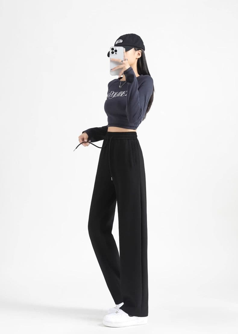 2026 봄 가을 편안함 패션 캐주얼 바지 품격 슬림해 보이는 운동 패션 넓은 다리 웨이 바지 상세 이미지 1