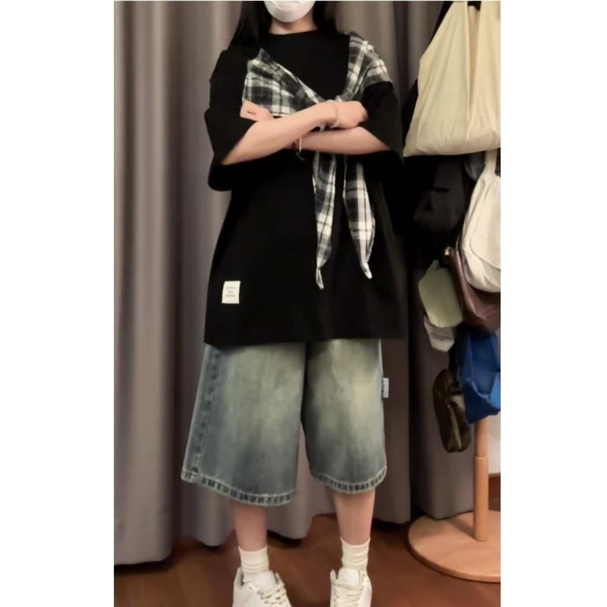 순면 아메리칸 나비 매듭 스트랩 반팔 티셔츠 여성 여름 디자인 센스 루즈핏 슬림해 보이는 느긋한 휴식 센스 맨위 이미지 3