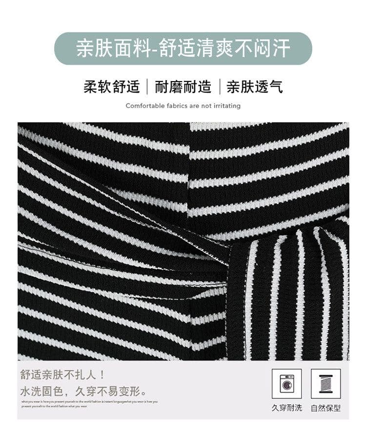 후아 남편 그리드 복합 우유 실크 핫걸 흑백 줄무늬 배색 스트랩 나비 매듭 와이드 레그 팬츠 핫 바지 반바지 여성 상세 이미지 7
