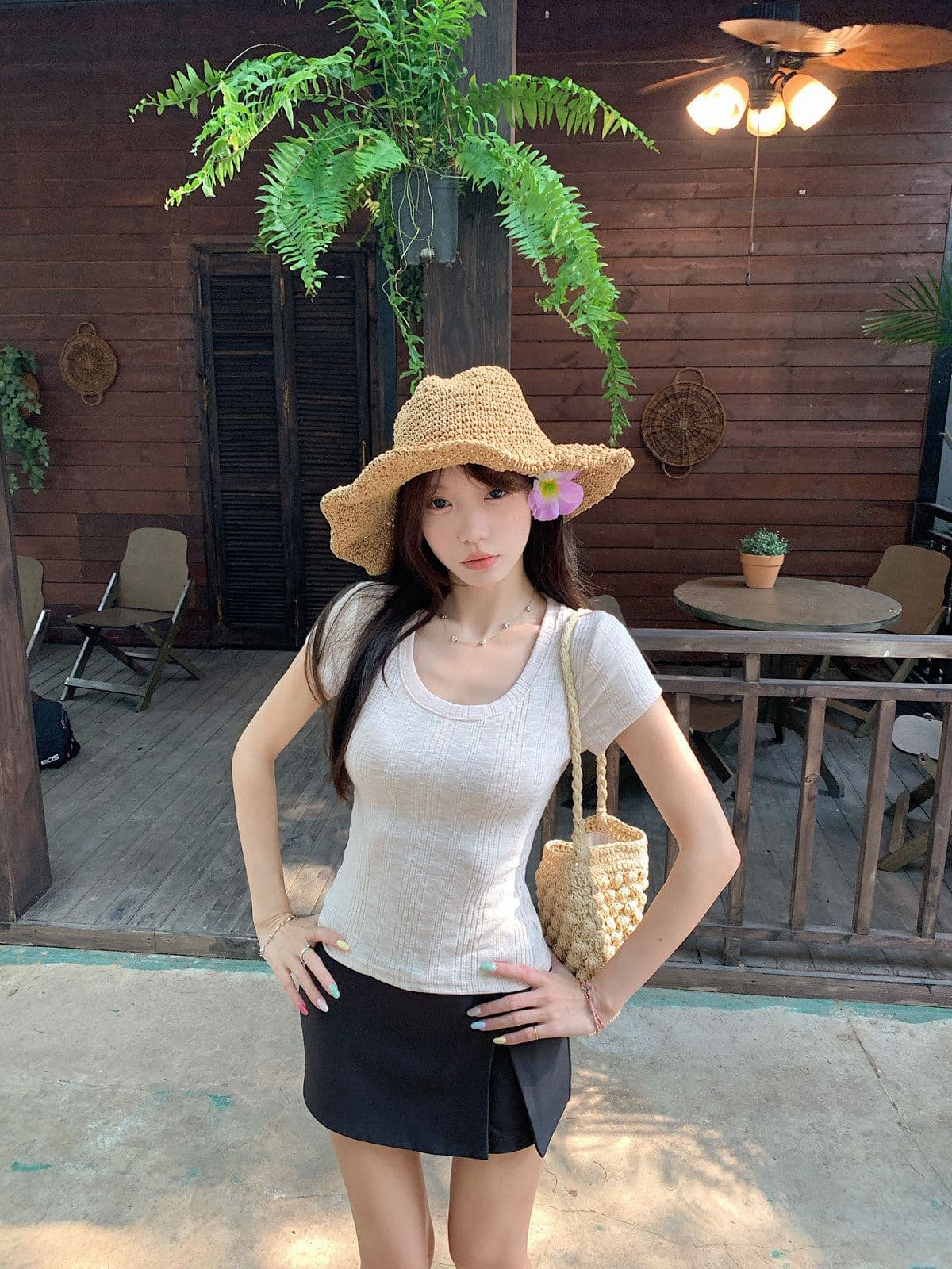니트 반팔 티셔츠 여성 여름 몸매 가꾸기 다용도 기초 섹션 긍정적 인 어깨 의류 상세 이미지 27