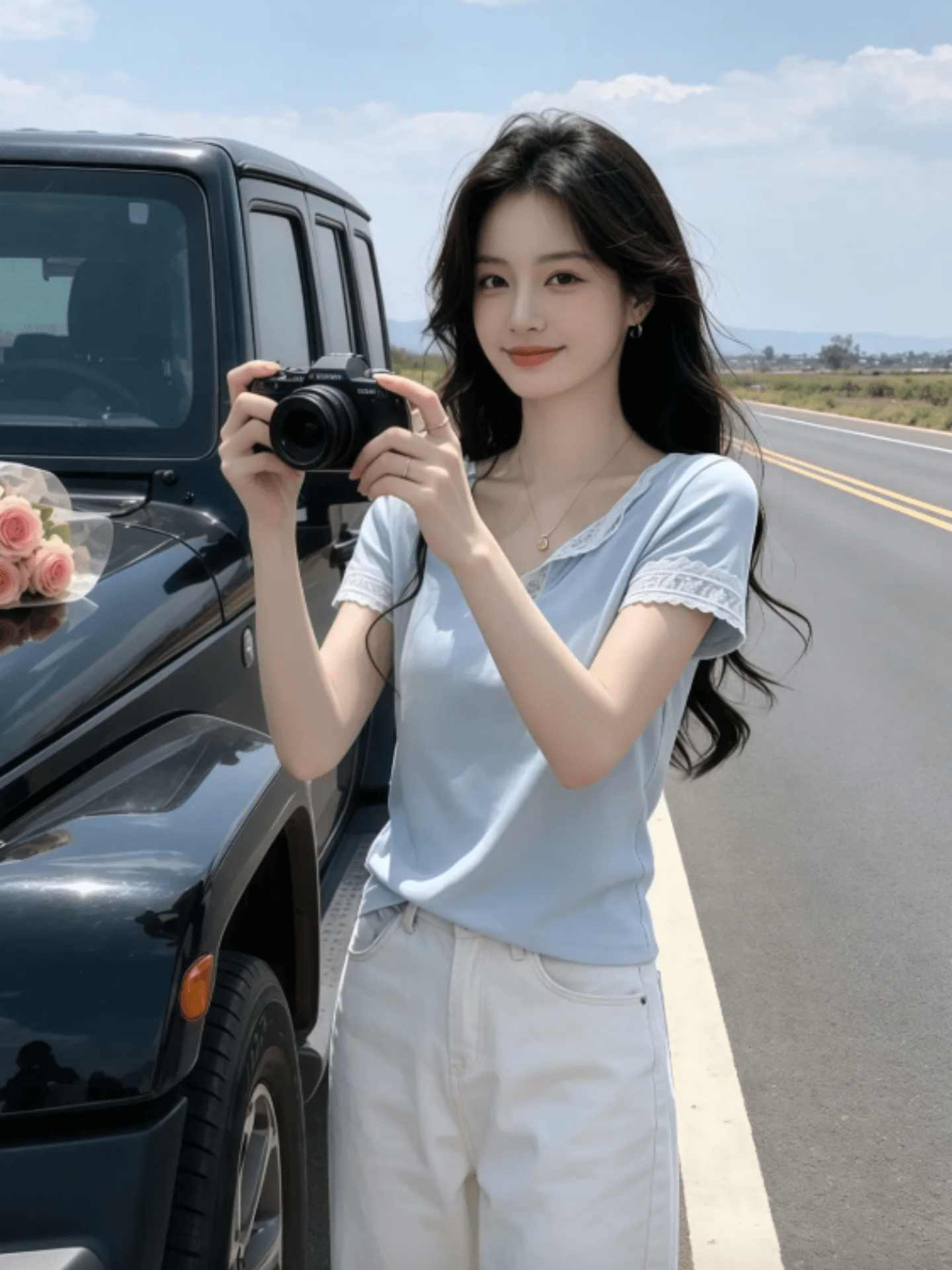 다용도 반팔 티셔츠 여성 여름 새로운 프랑스식 캐주얼 레이스 조각 V넥 티셔츠 맨위 상세 이미지 2