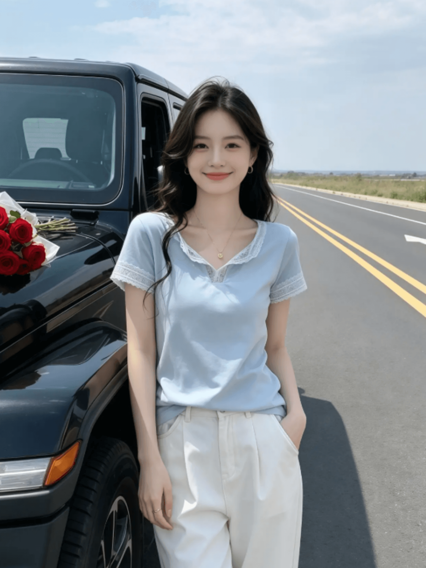 다용도 반팔 티셔츠 여성 여름 새로운 프랑스식 캐주얼 레이스 조각 V넥 티셔츠 맨위 상세 이미지 5