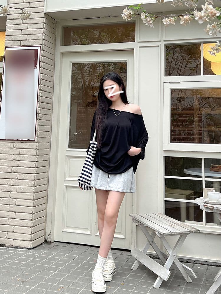 모달 사람들 면 200그램 원본 대 핏 스타일 홀로우 아웃 레이스 여름 자외선 차단 블라우스 루즈핏 배트윙 소매 이미지 4