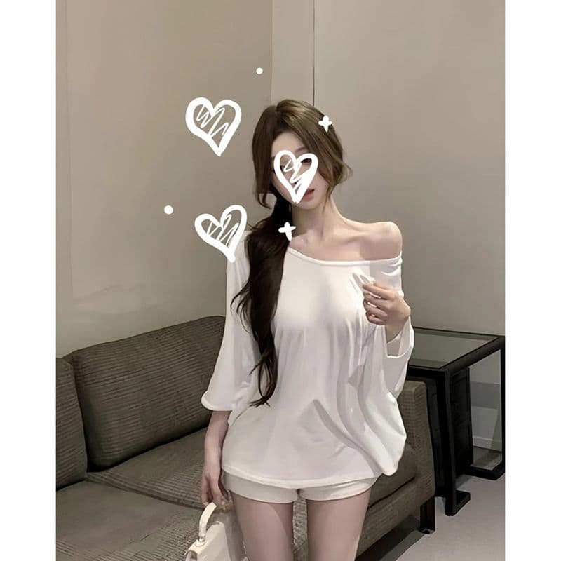 모달 사람들 면 200그램 원본 대 핏 스타일 홀로우 아웃 레이스 여름 자외선 차단 블라우스 루즈핏 배트윙 소매 상세 이미지 8