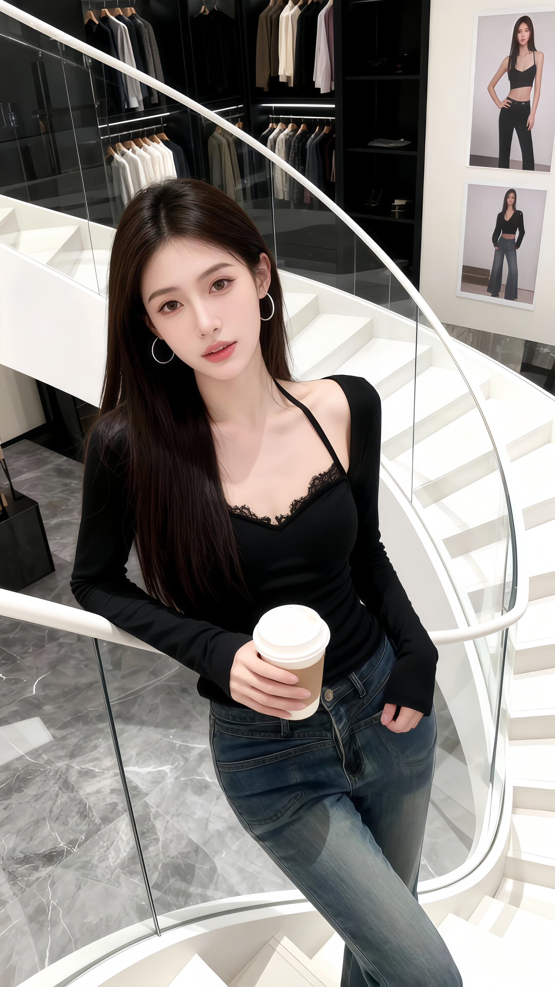 모방 면 벨트 가슴 패드 레이스 티셔츠 여성 봄 가을 긴팔 행침 목 핫걸 기본 셔츠 맨위 여성 상세 이미지 4