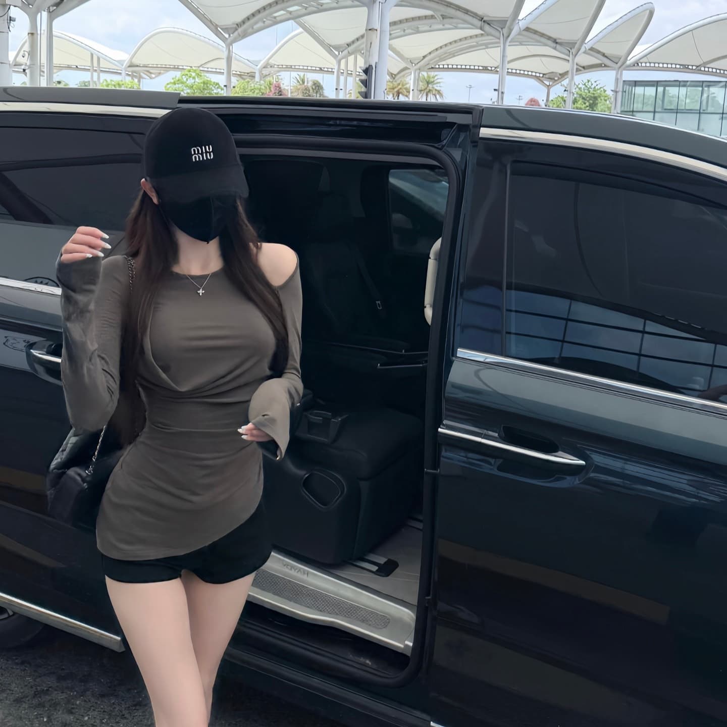 원본 품질 회색 긴팔 티셔츠 슬림해 보이는 불규칙 종이 사람들 자외선 차단 블라우스 꼬집기 허리 위로 의류 이미지 4