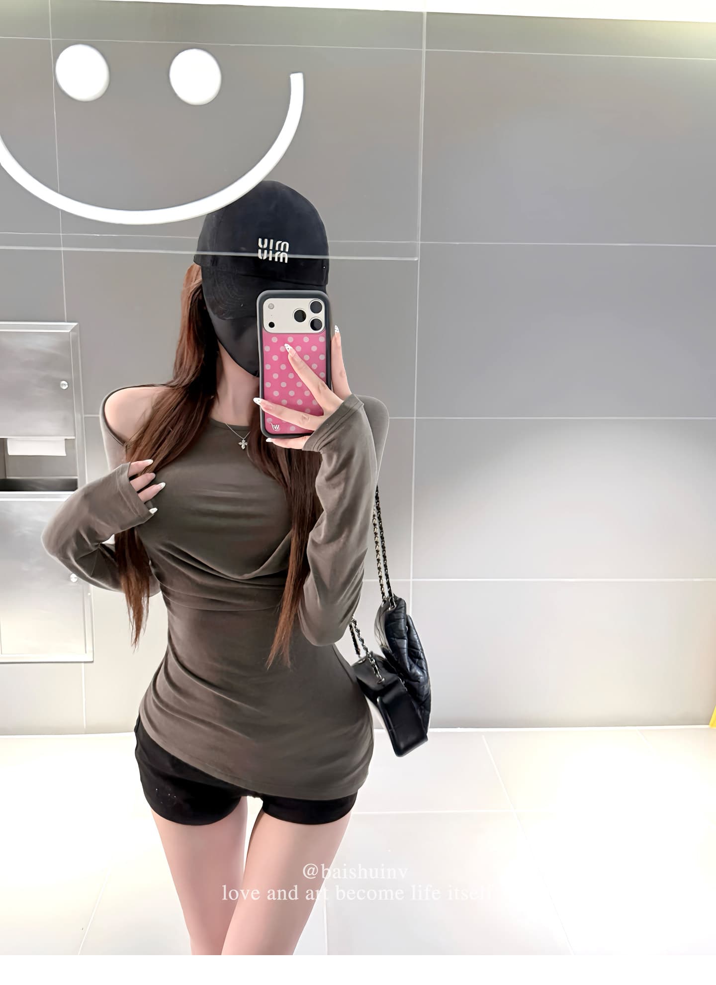 원본 품질 회색 긴팔 티셔츠 슬림해 보이는 불규칙 종이 사람들 자외선 차단 블라우스 꼬집기 허리 위로 의류 상세 이미지 15