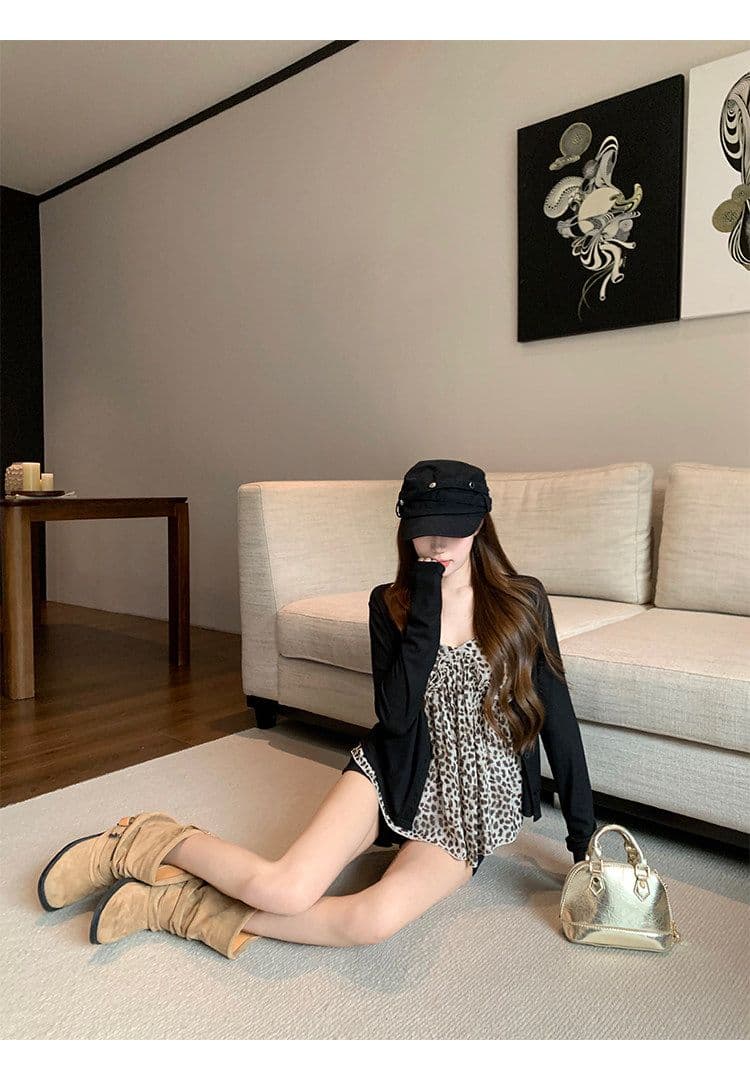 사람들 면 쉬폰 레오파드 무늬 V넥 캐미솔 인사이드 가져 가라. 외출용 이른 가을 핫걸 착용 가져 가라. 민소매 맨위 상세 이미지 14