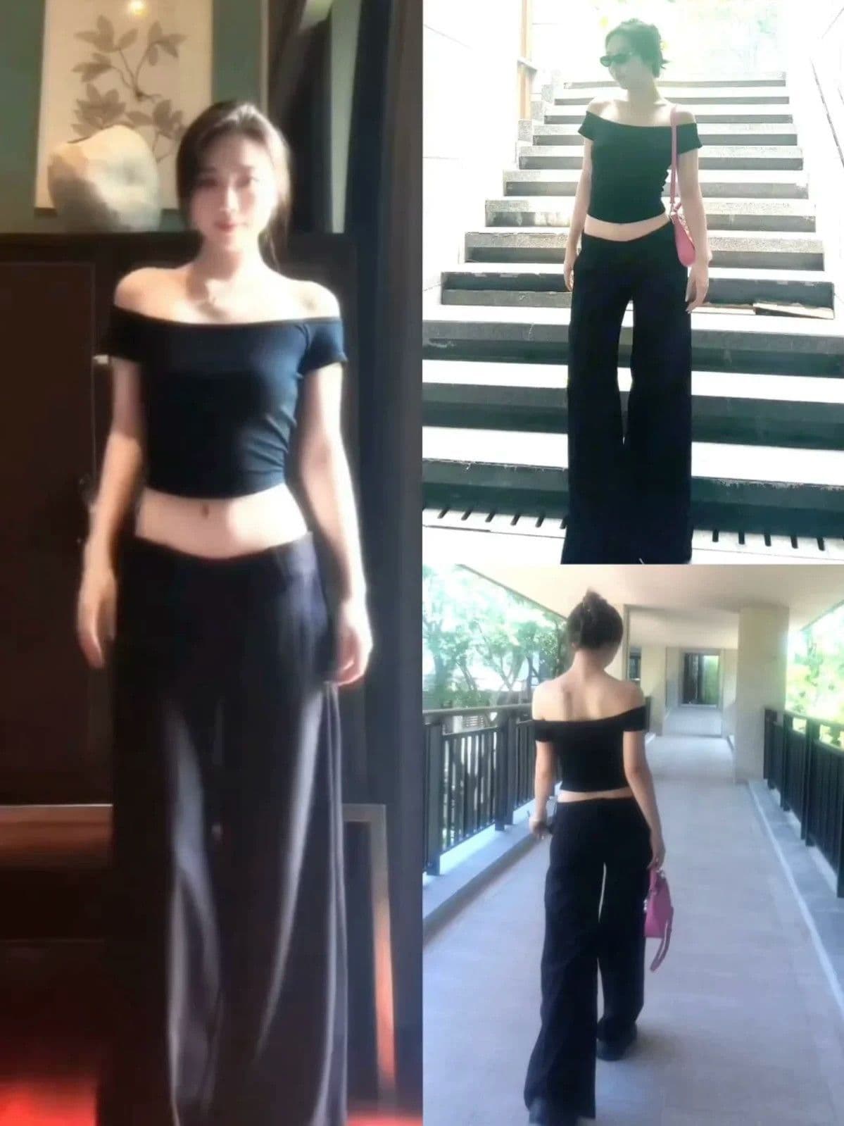 배 싱센 바지 정장 에디션 슬림해 보이는 디스플레이 다리 길이 표지 넓적 다리 일상 기초 다용도 로우 웨이스트 넓은 다리 부츠컷 바지 상세 이미지 8